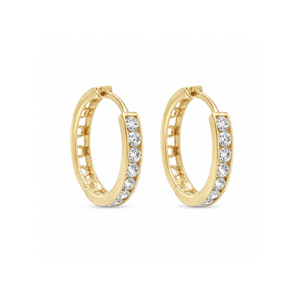 10k Yellow Gold CZ Huggie Hoops