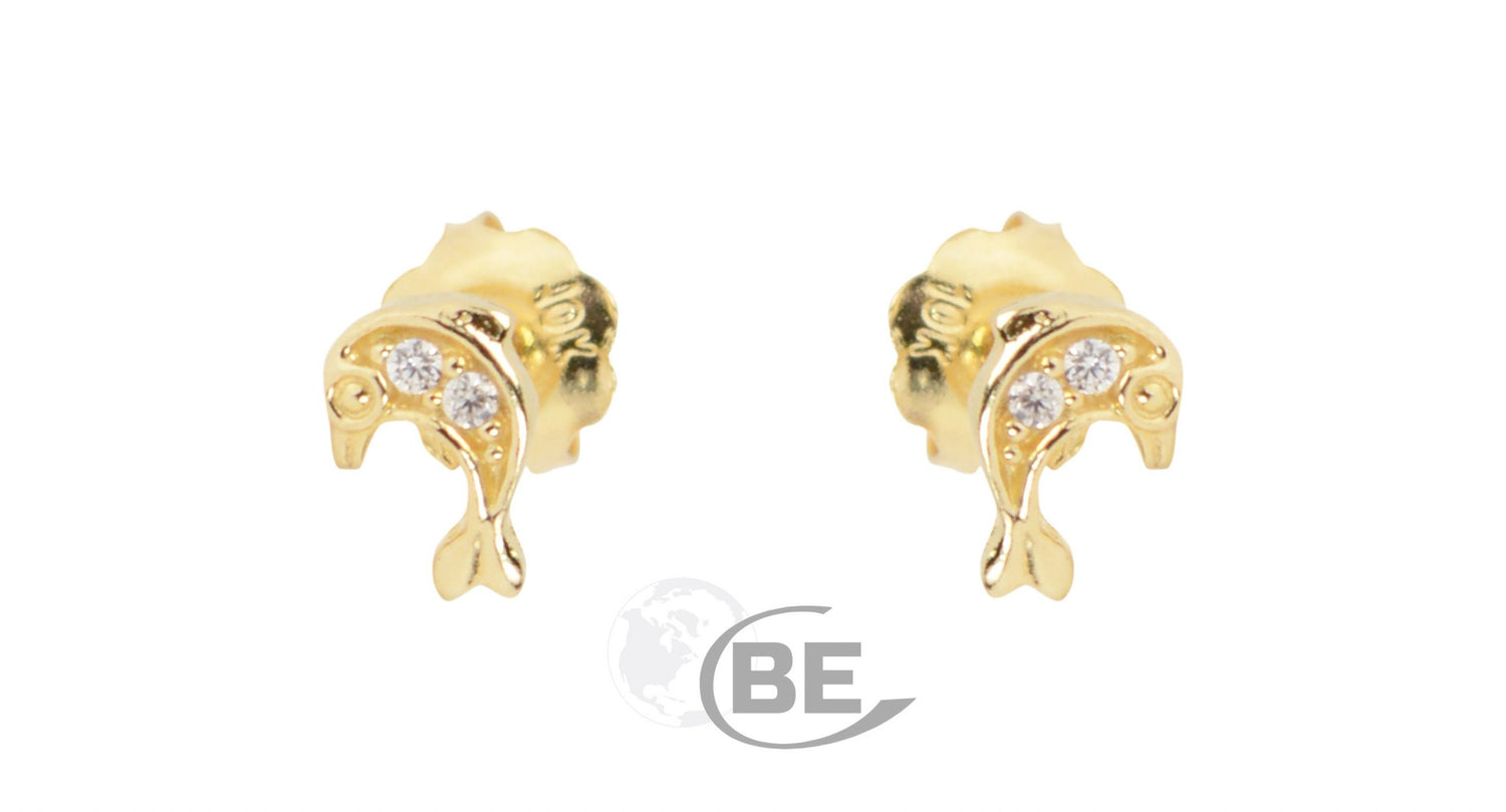 FINAL SALE- 10K Dolphin Baby Screw Back Earrings