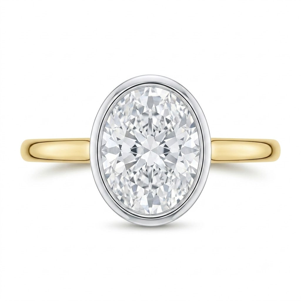 Malo Creations 14K Two-Tone Gold 1.51ct Oval Lab Diamond Ring