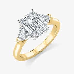 Malo Creations 14K Two-Tone Gold 2.06 tdw Three-Stone Emerald Ring