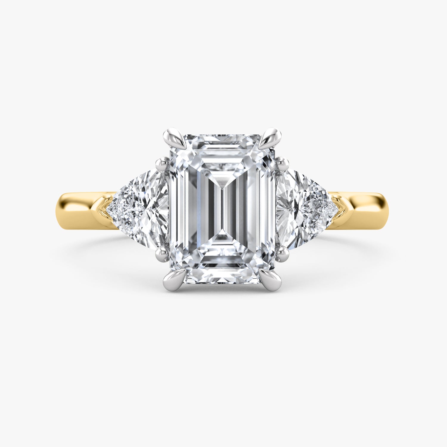 Malo Creations 14K Two-Tone Gold 2.06 tdw Three-Stone Emerald Ring