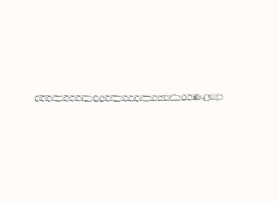 Sterling Silver 4.0mm Figaro Bracelet, 7"