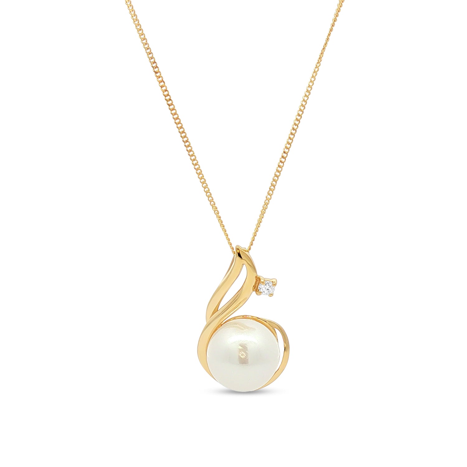 Fire & Ice 10k Yellow Gold Pearl & Canadian Diamond Pendant