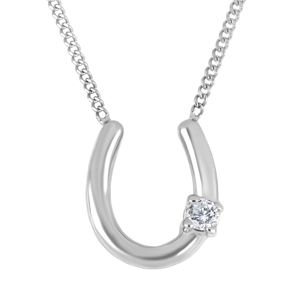 FINAL SALE - 10K Horse Shoe Necklace 0.02TDW