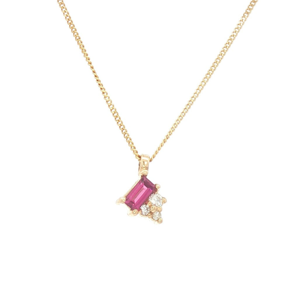 Fire & Ice 10K Yellow Gold Baguette Rhodolite Garnet Pendant