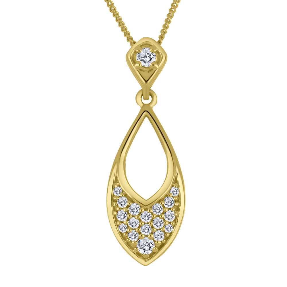 Fire and Ice 10k Yellow Gold 0.13ctw Canadian Diamond Drop Pendant