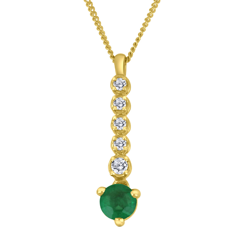 Fire & Ice 10K Yellow Gold Emerald & Diamond Drop Pendant