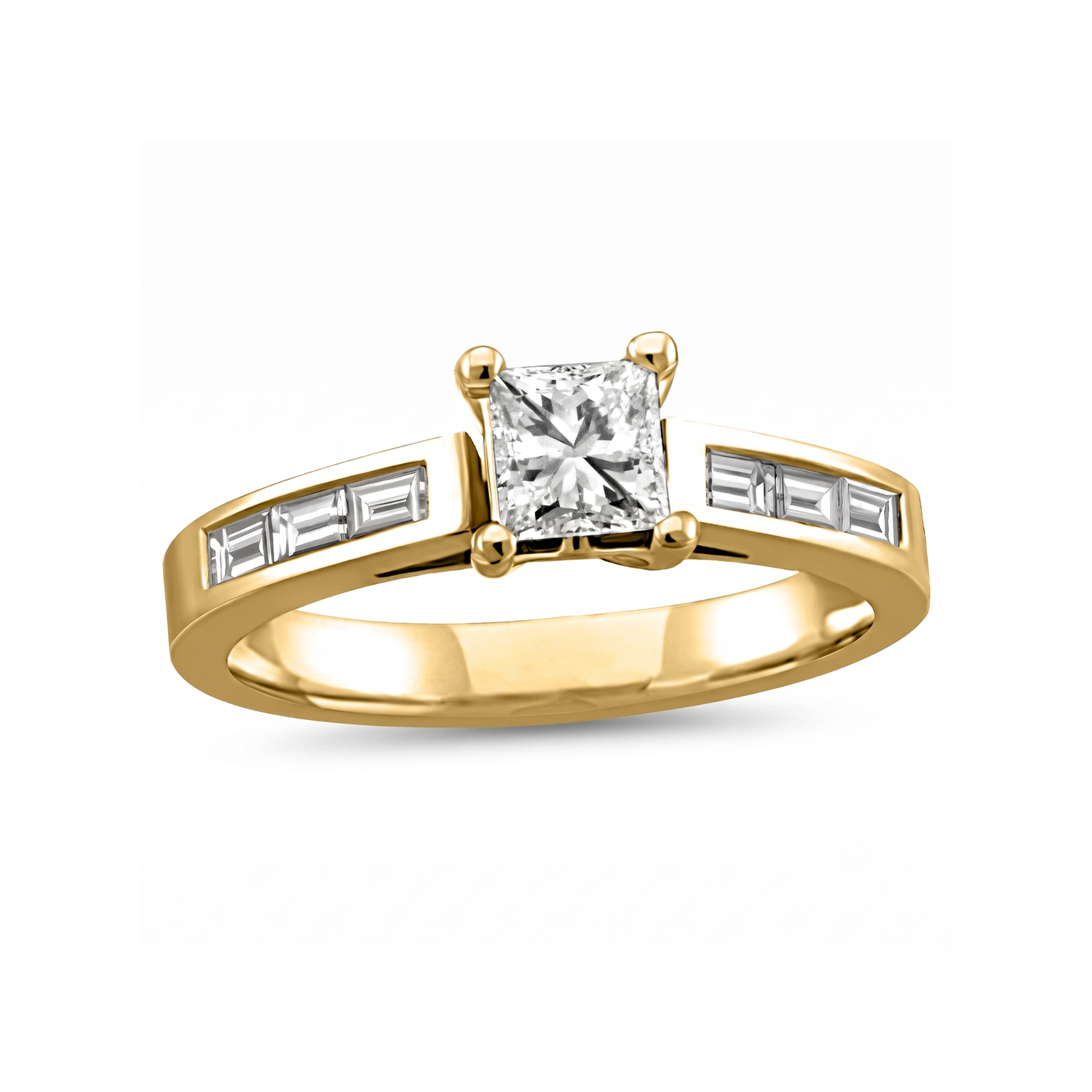 Fire and Ice 14k Yellow Gold 0.075ctw Princess Cut Canadian Natural Diamond Engagement Ring