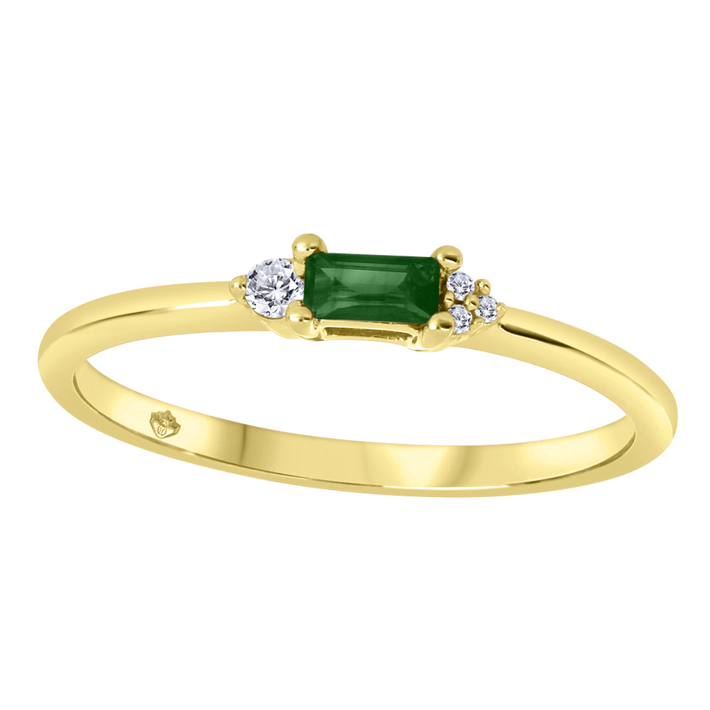 Fire & Ice 10K Yellow Gold Baguette Emerald & Canadian Diamond Ring