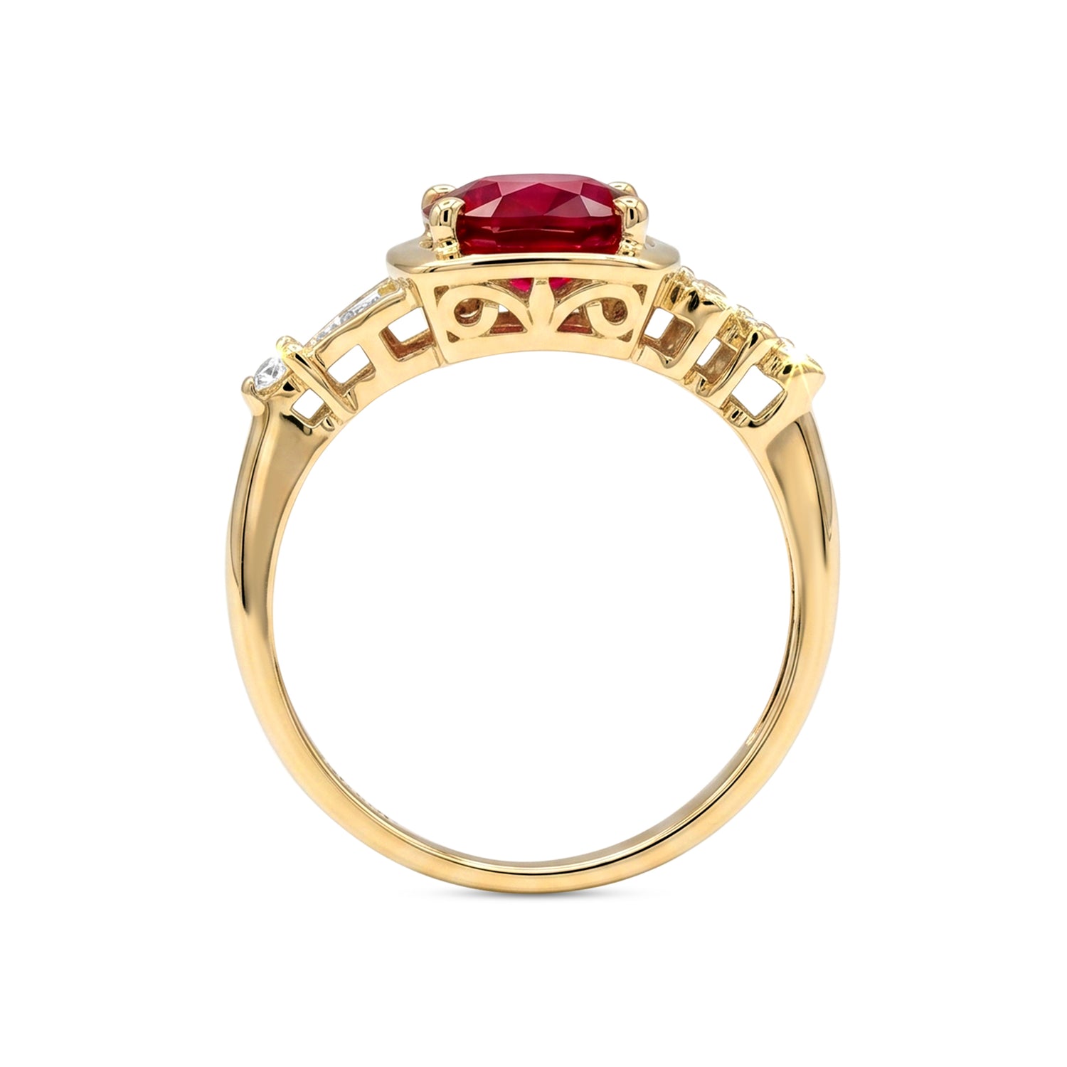 Fire & Ice 10k Gold Asymmetrical Garnet & Diamond Ring