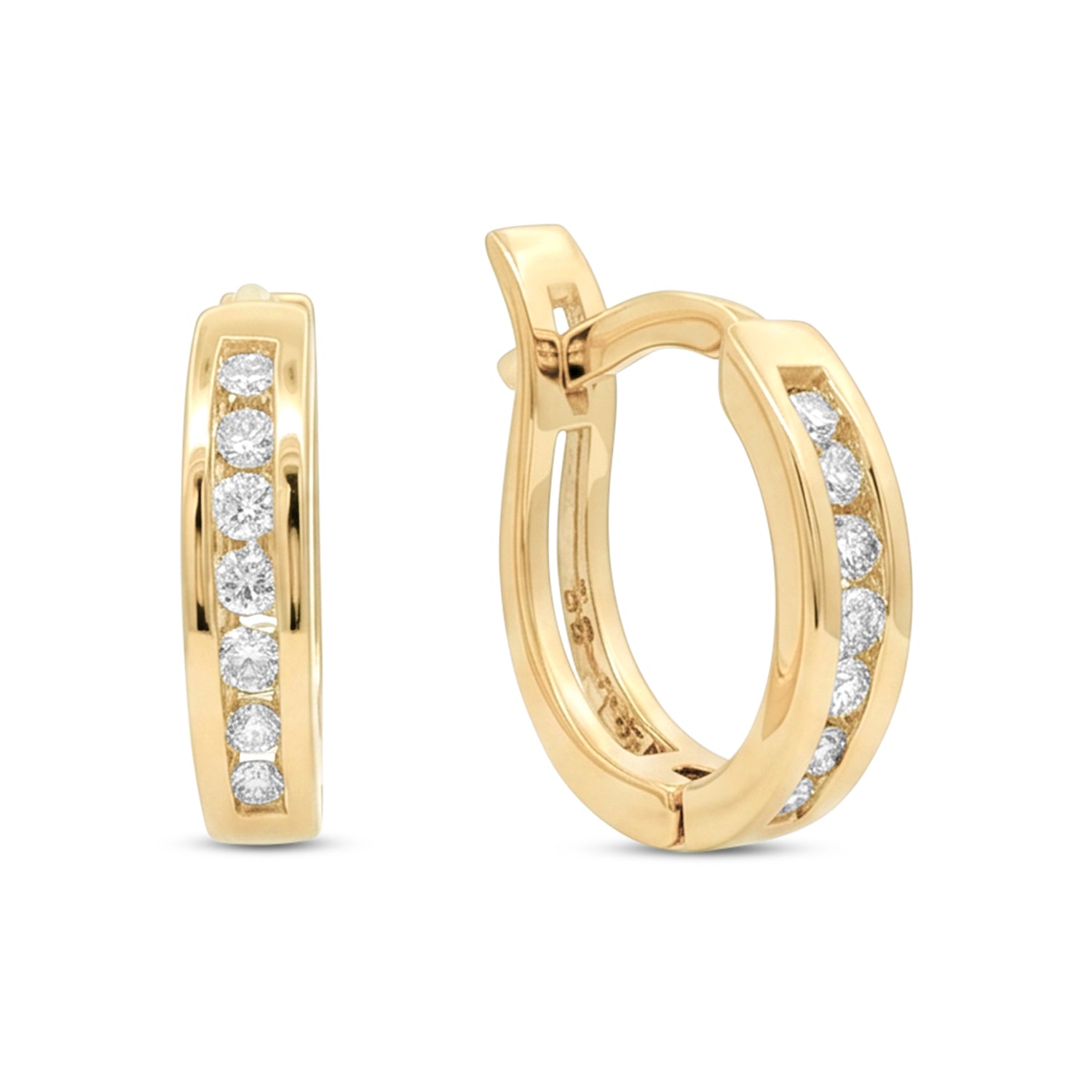 10k Yellow Gold 0.15tdw Small Diamond Hoop Earrings
