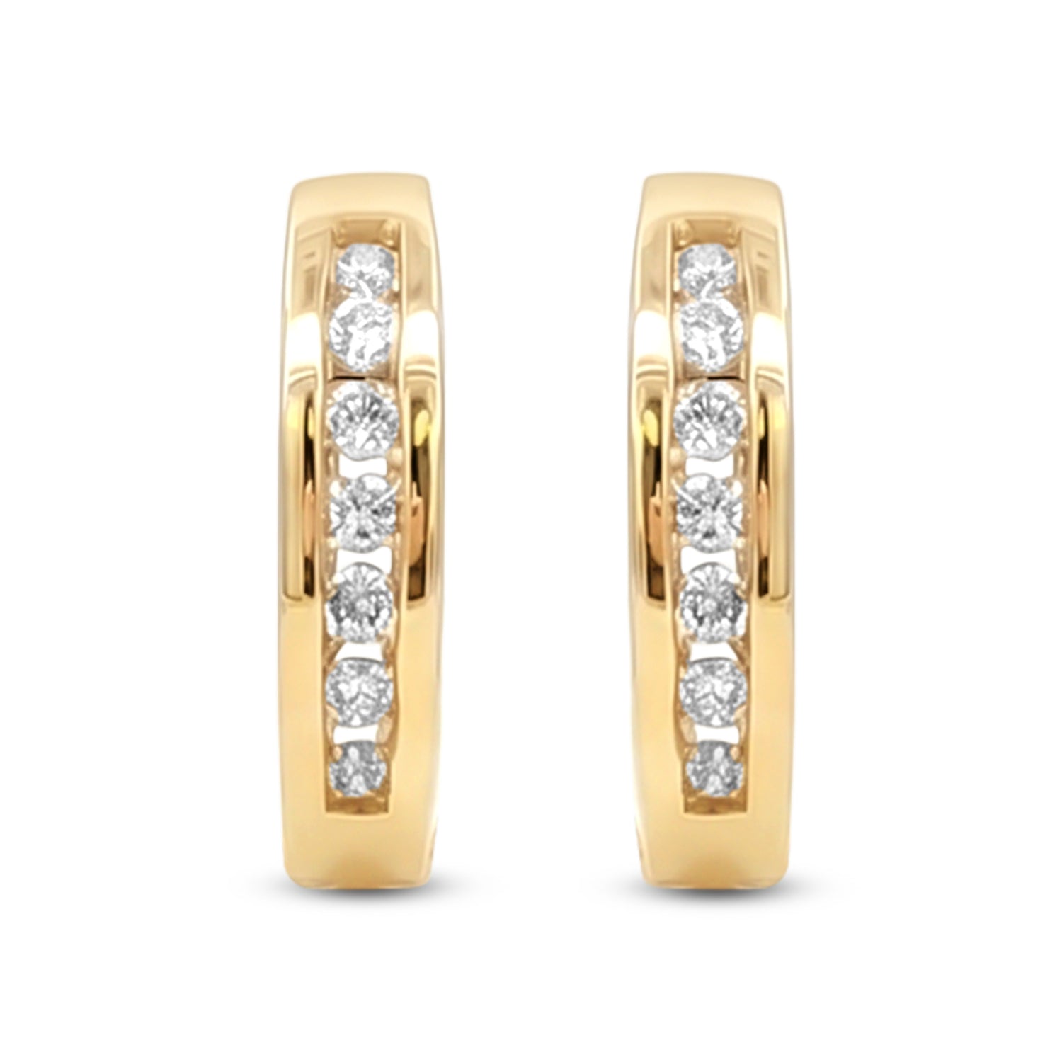 10k Yellow Gold 0.15tdw Small Diamond Hoop Earrings