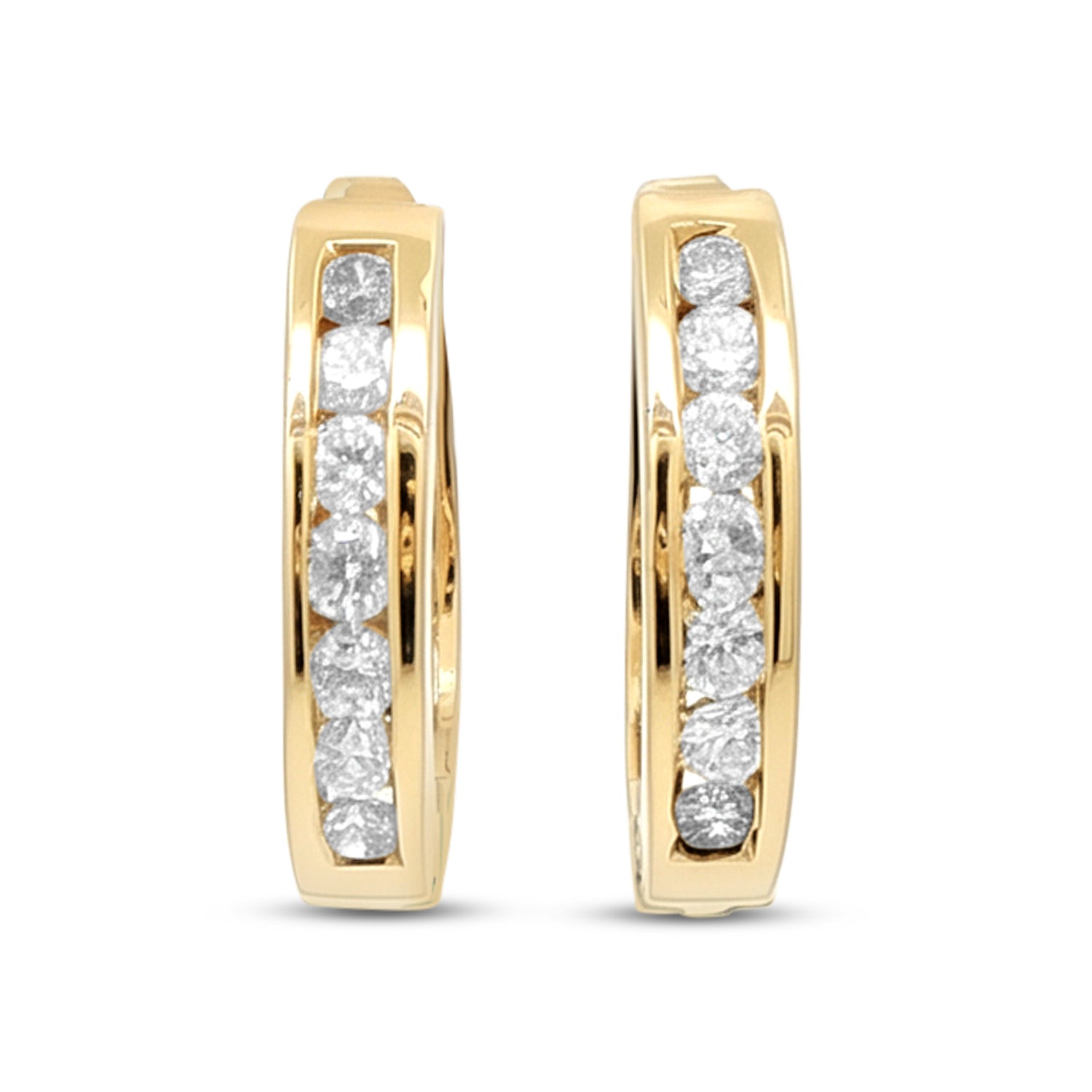10k Yellow Gold 0.20tdw Medium Diamond Hoop Earrings