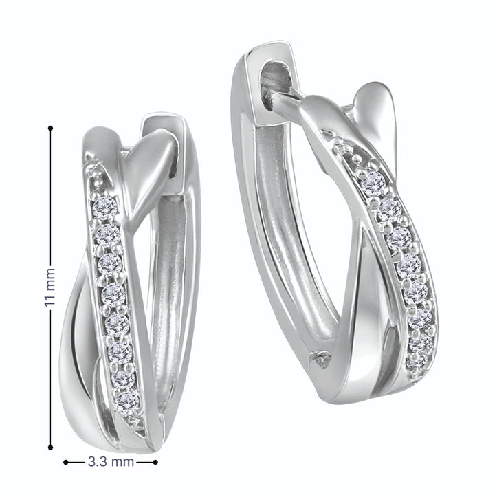 10K Diamond Cross Over Earrings, 0.05TDW
