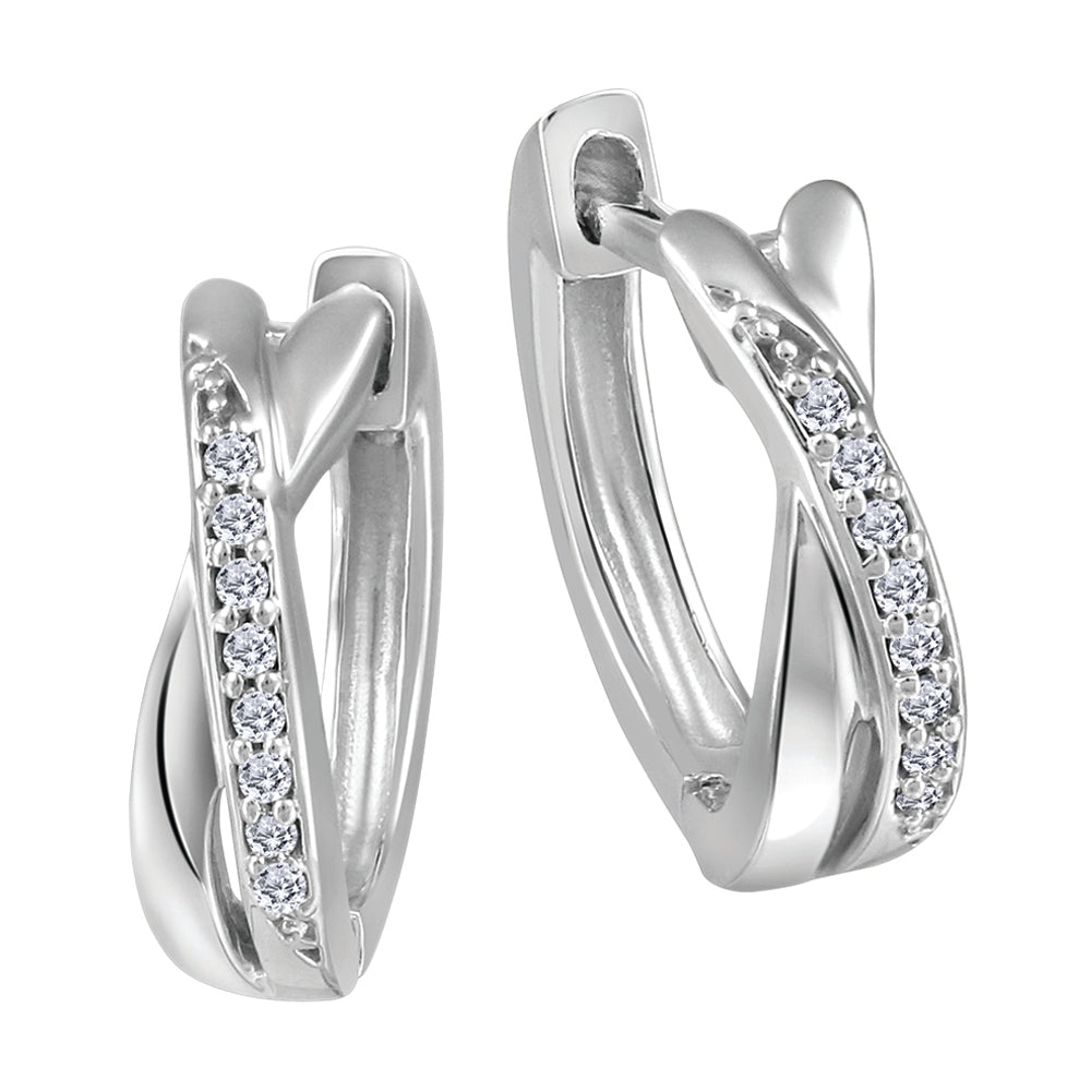 10K Diamond Cross Over Earrings, 0.10TDW