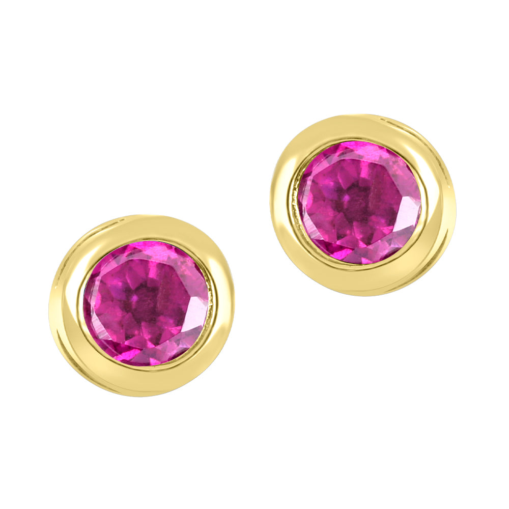 10K Bezel Set Birthstone Earrings - June