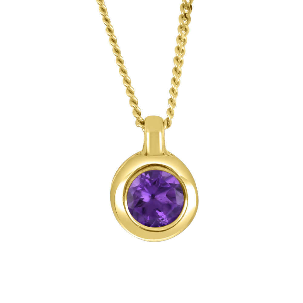 10K Bezel Set February Birthstone Pendant