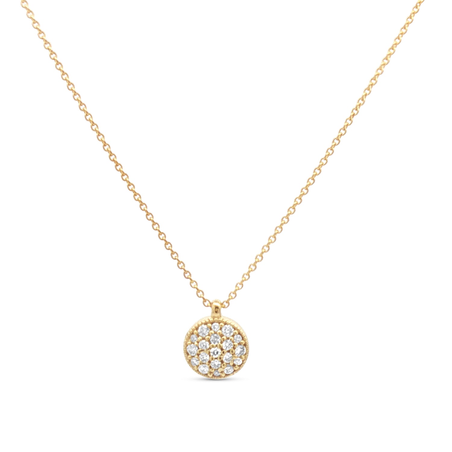 10k Yellow Gold 0.10tdw Diamond Pavé Circle Pendant Necklace