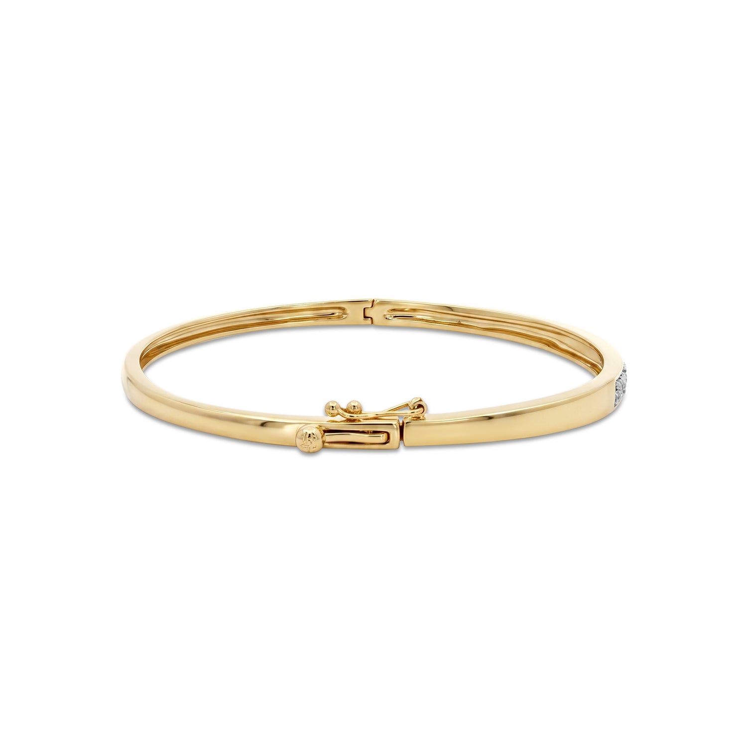 10k Yellow Gold 0.09tdw Diamond Accent Oval Bangle Bracelet