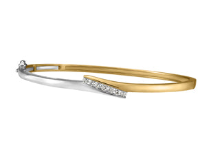 10k 2-Tone Diamond Bangle Bracelet, 0.25TDW