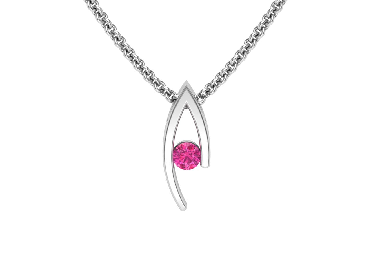Double Curve Birthstone Pendant, October