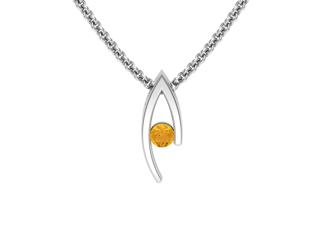 Curved Double Bar Birthstone Pendant, November