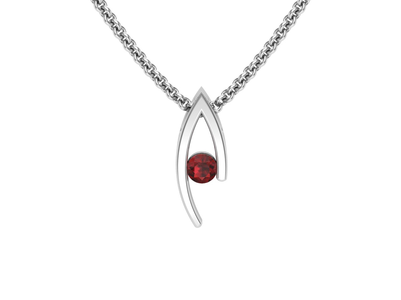 Double Curve Birthstone Pendant, January