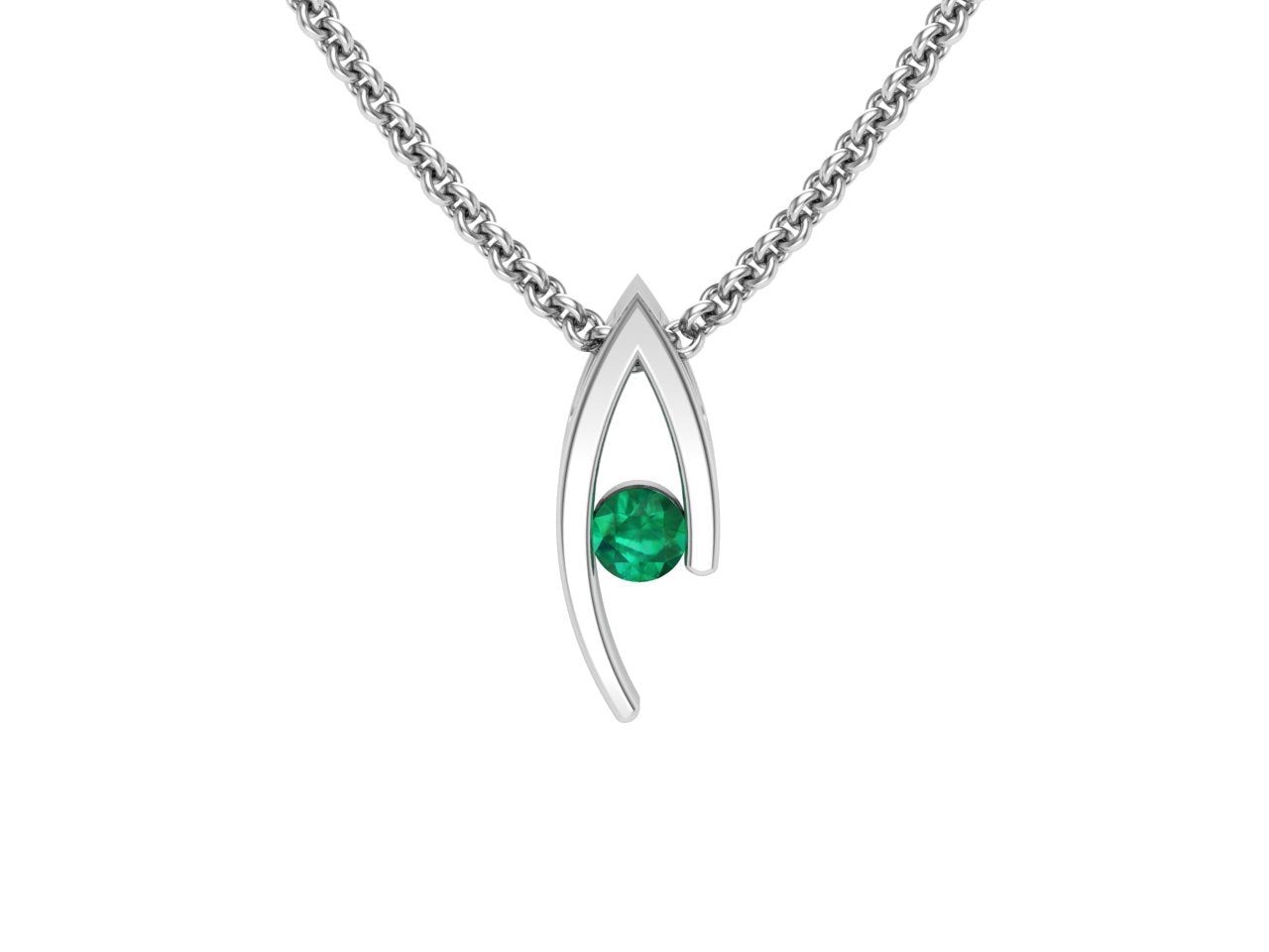 Double Curve Birthstone Pendant, May