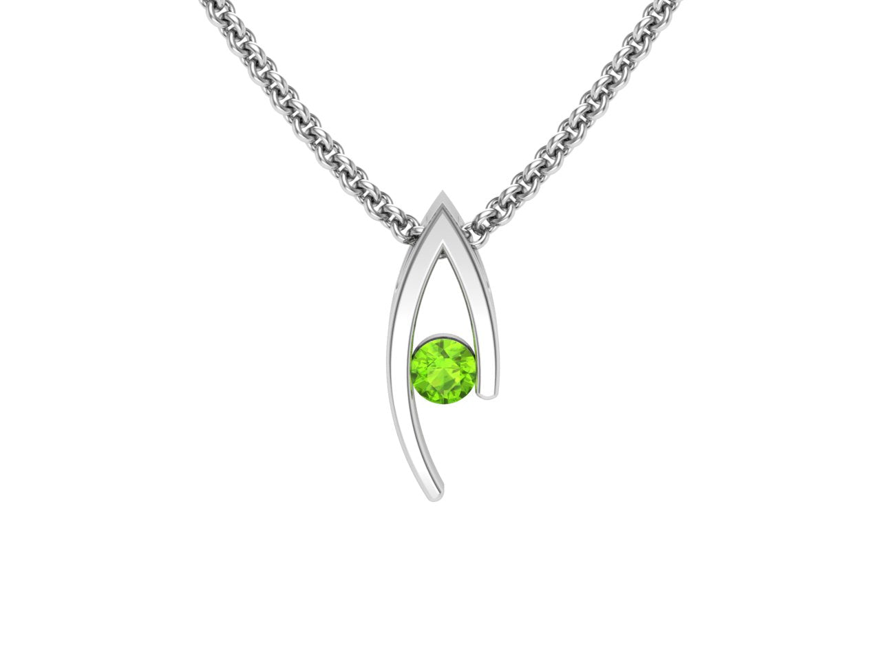 Double Curve Birthstone Pendant, August