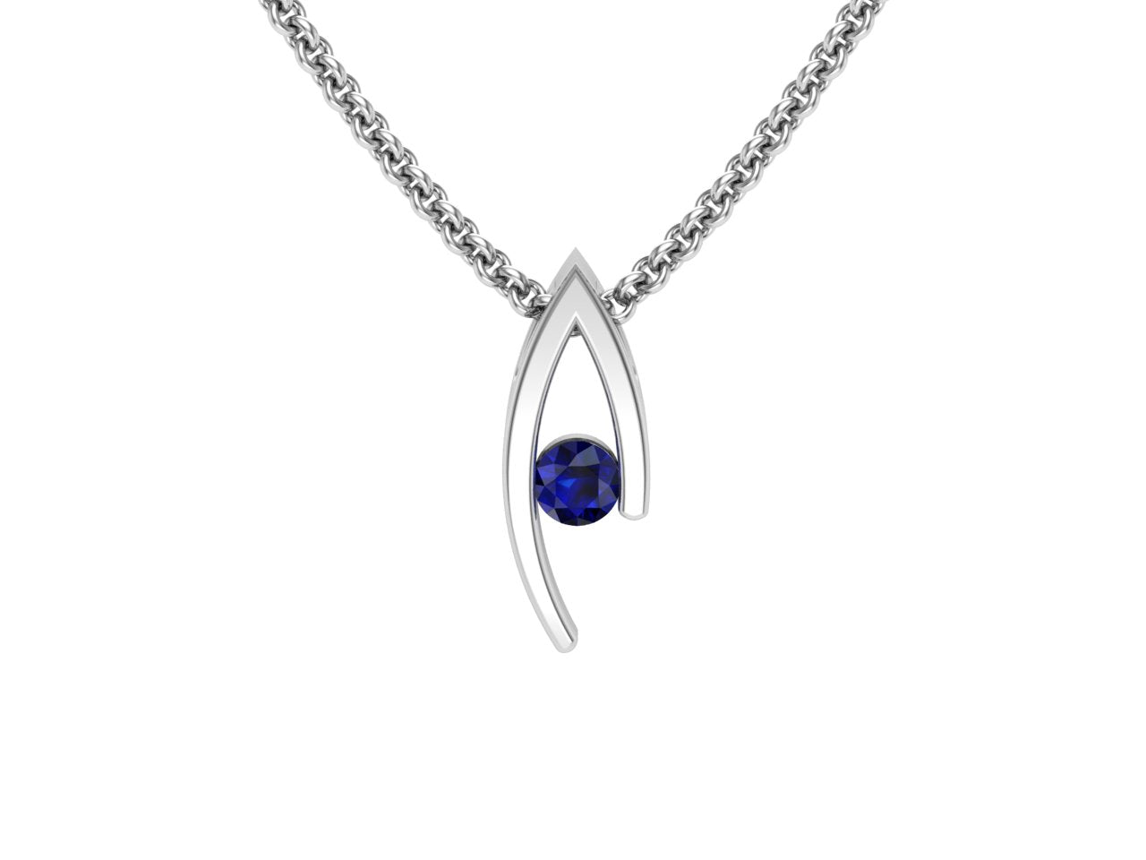 Double Curve Birthstone Pendant, September