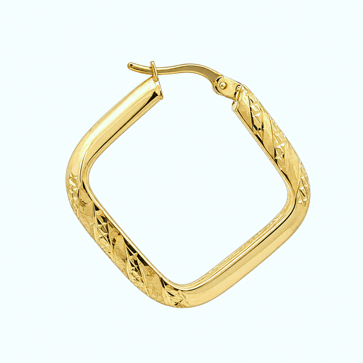 10K Diamond-Cut Square Hoop Earrings in Yellow Gold