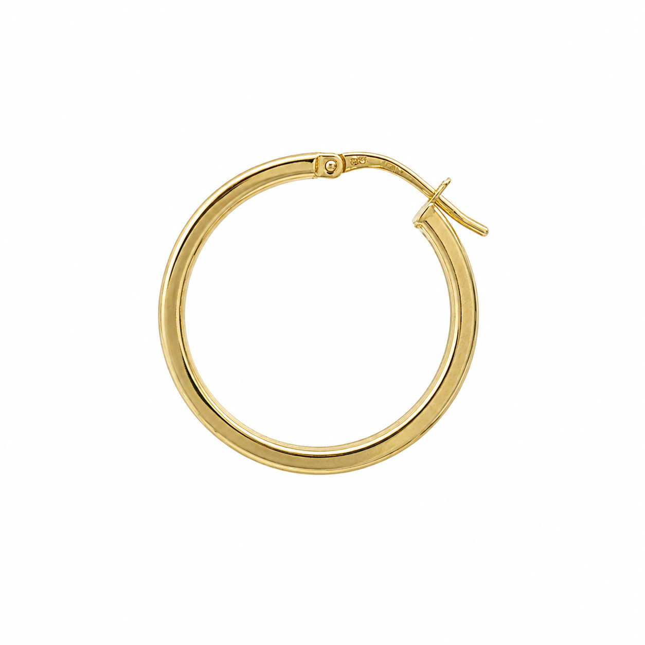 10K Yellow Gold 23 MM Ribbed Line Hoop Earrings