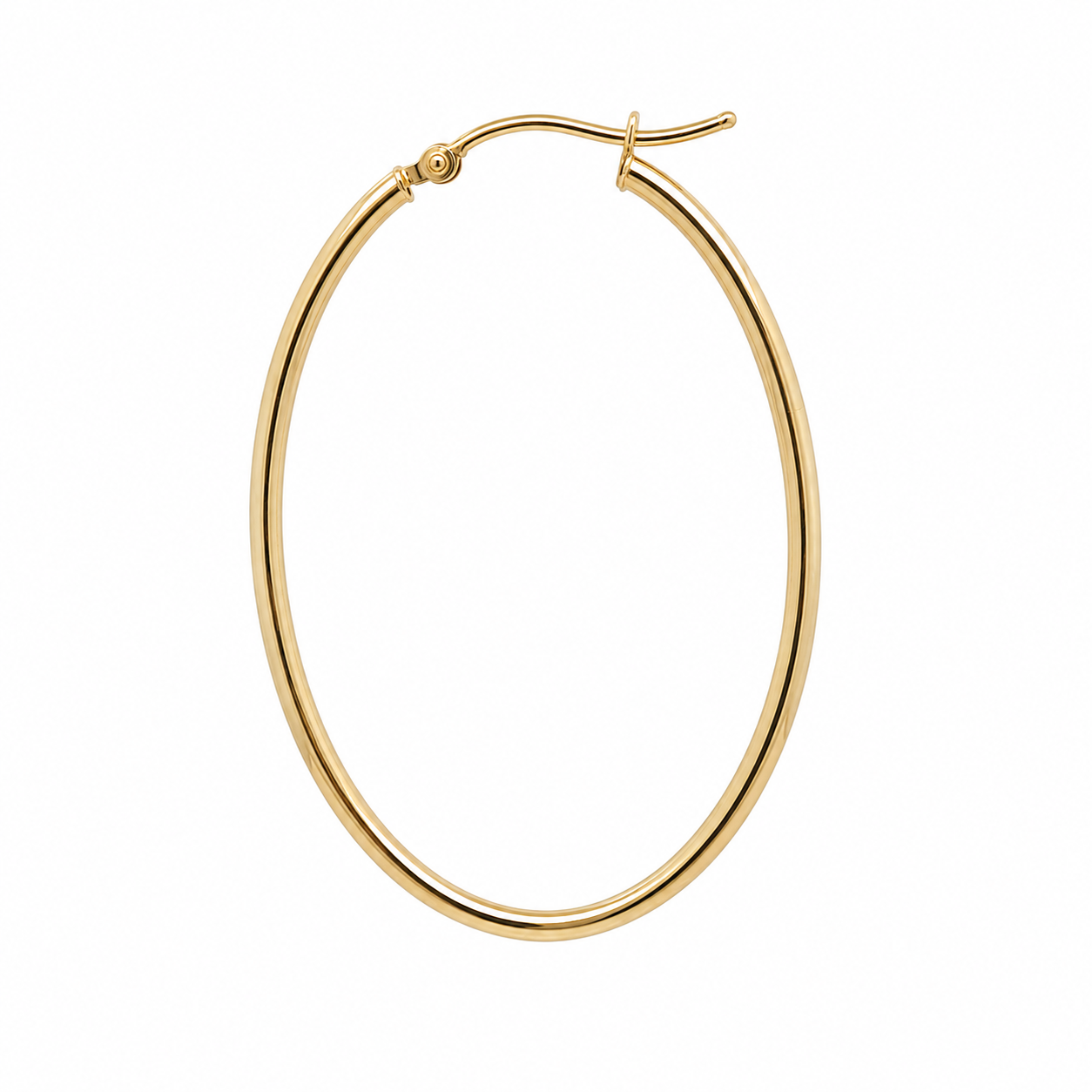 10K Yellow Gold Simple Large Oval Hoop Earrings