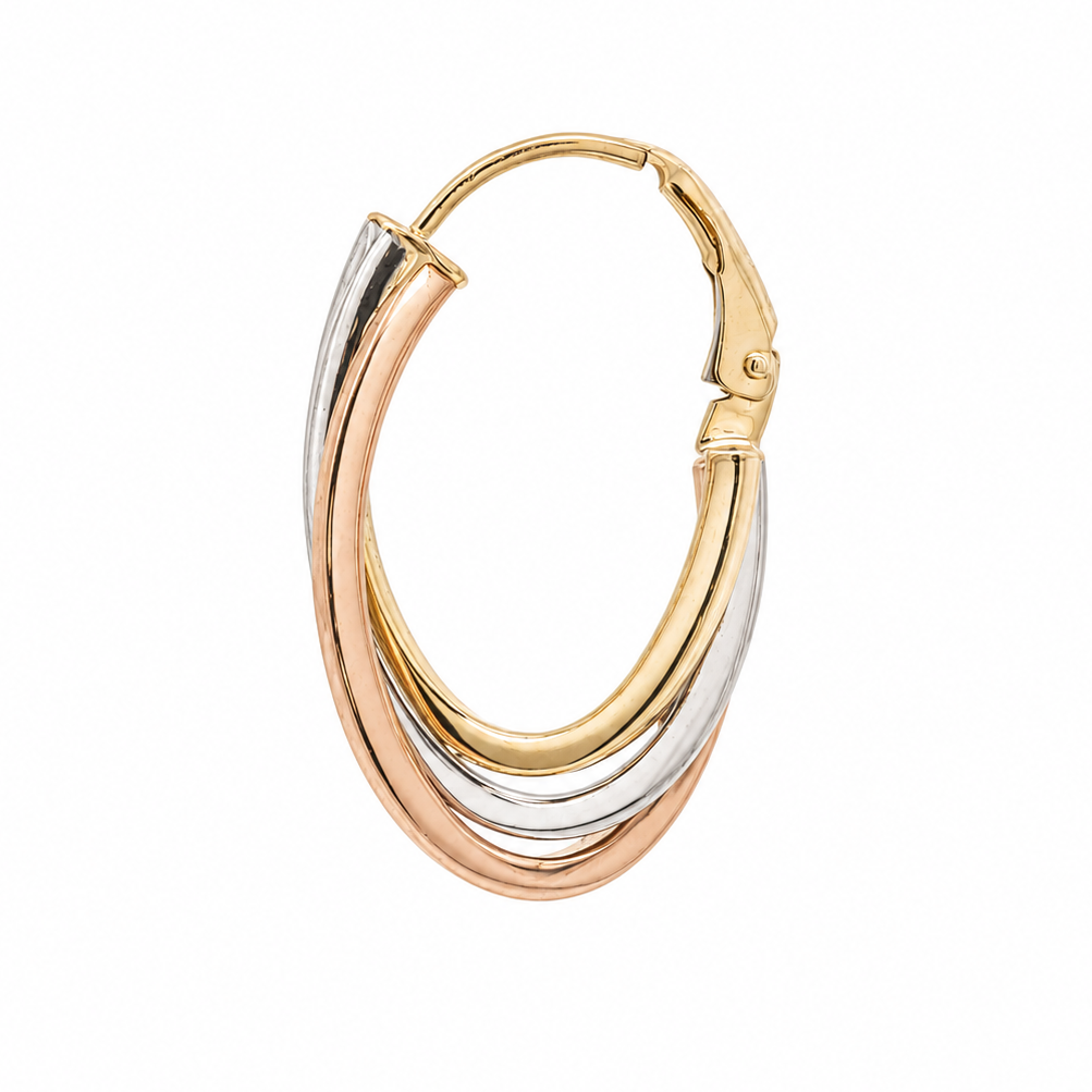 10K Interlocking Tri-Color Gold Hoop Earrings