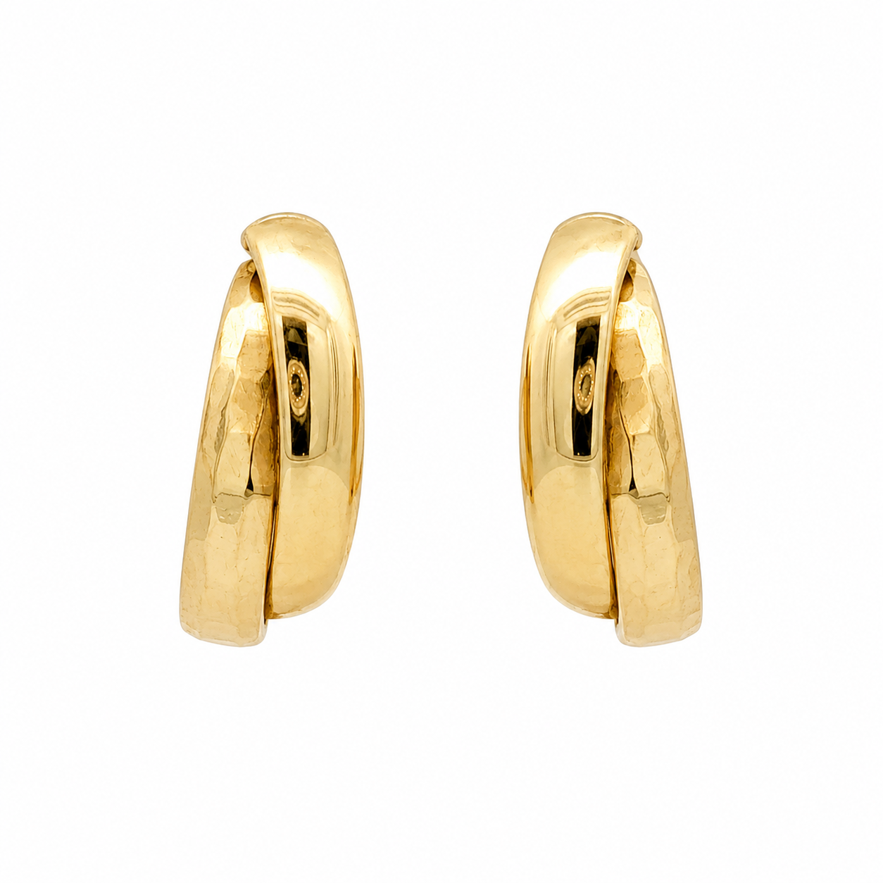 14K Yellow Gold Overlapping Band Hoop Earrings