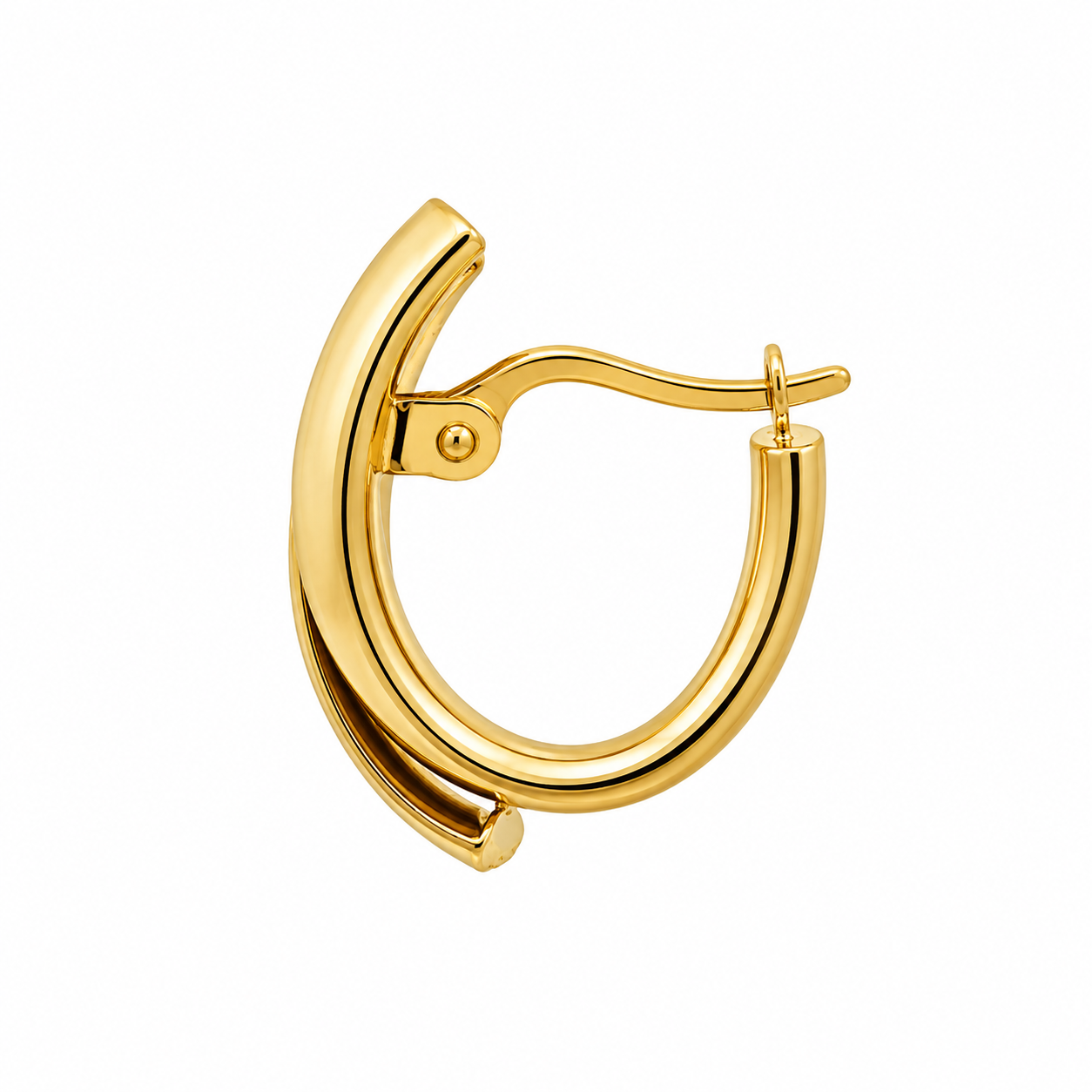 14K Yellow Gold Overlapping Band Hoop Earrings