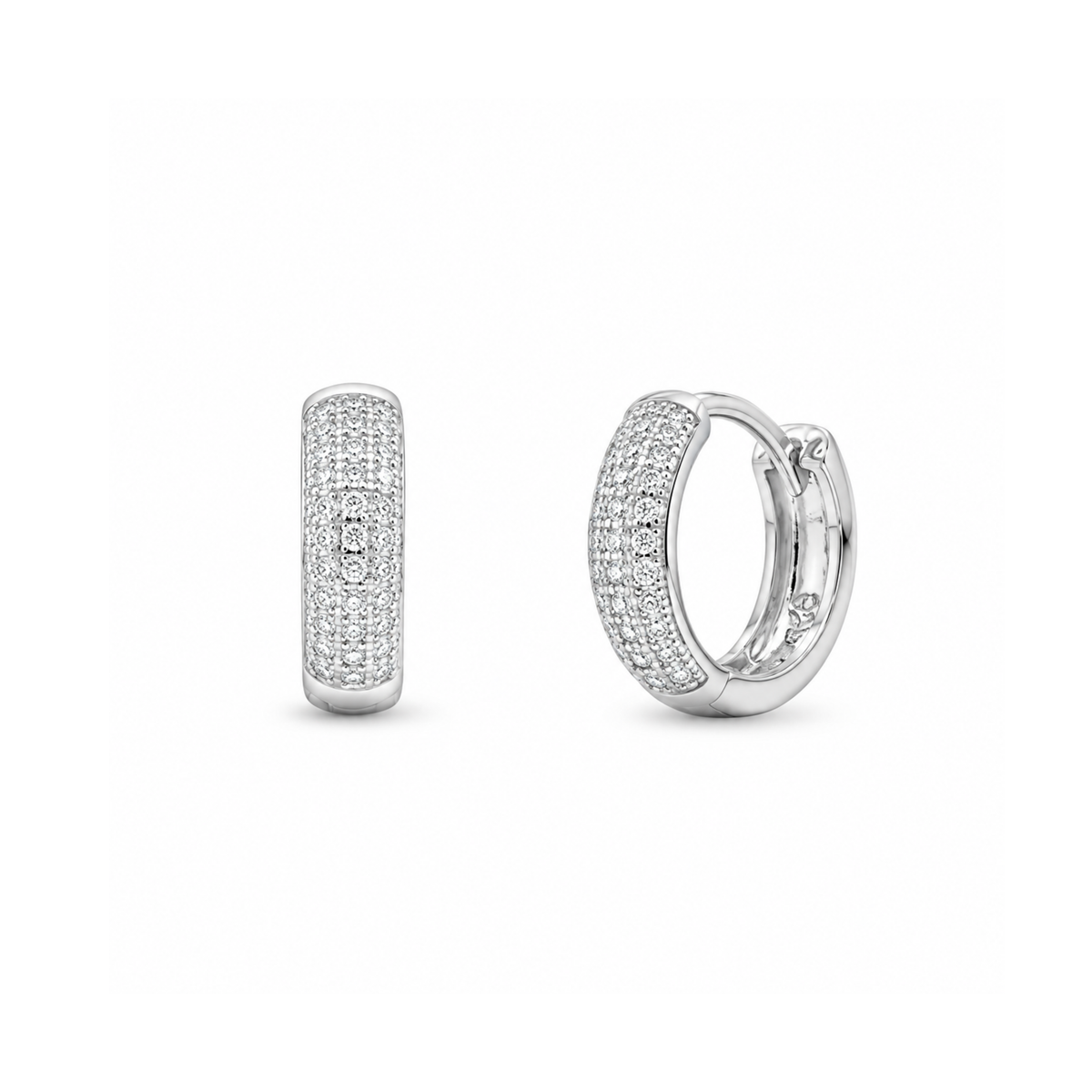 14.7mm Pavé CZ Huggie Hoops
