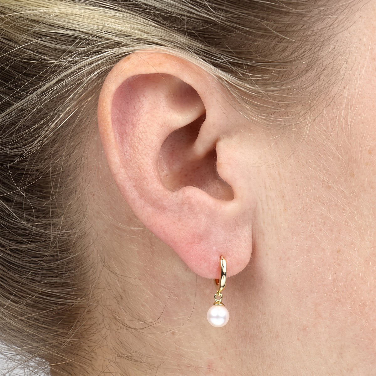 Small Gold Vermeil Huggie Earrings with Pearls