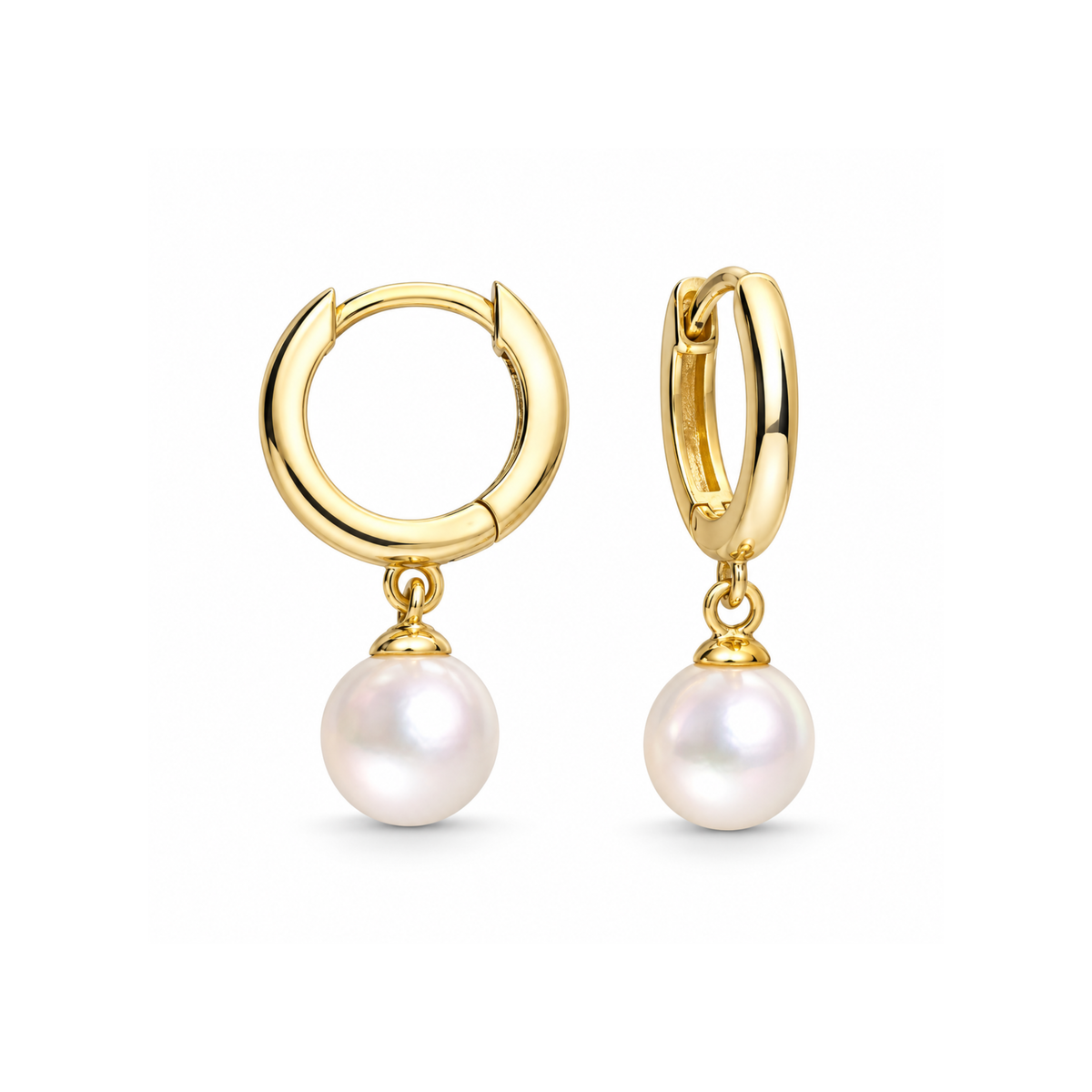 Small Gold Vermeil Huggie Earrings with Pearls
