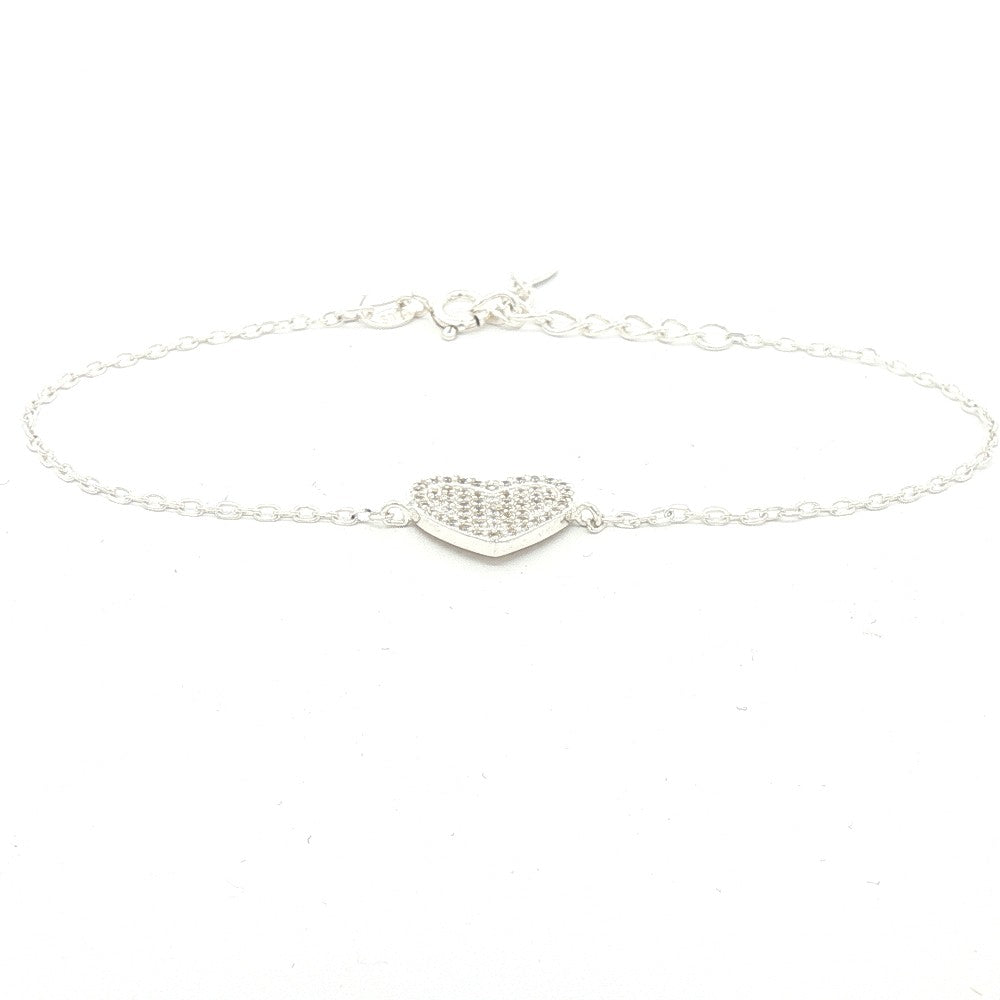 Pave Heart Charm Bracelet