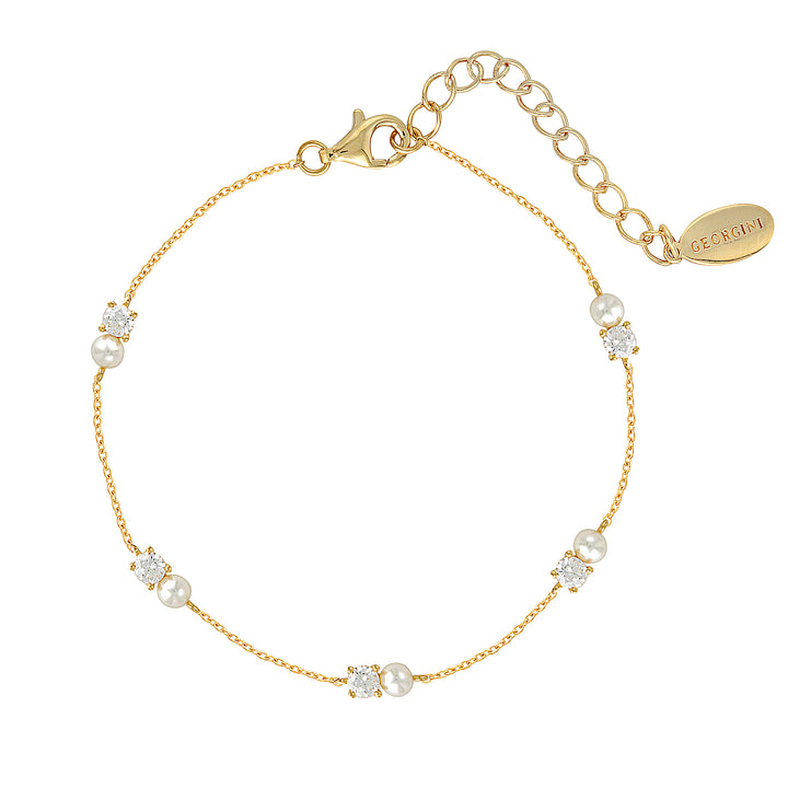 Pearl & CZ Station Bracelet