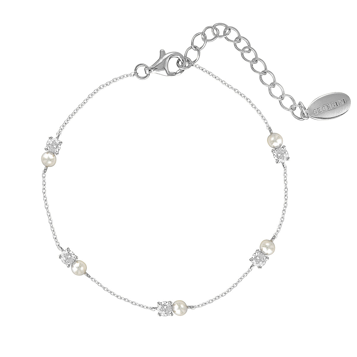 Pearl & CZ Station Bracelet