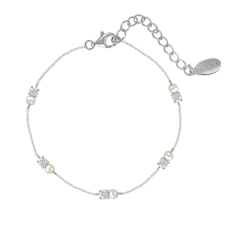 Pearl & CZ Station Bracelet