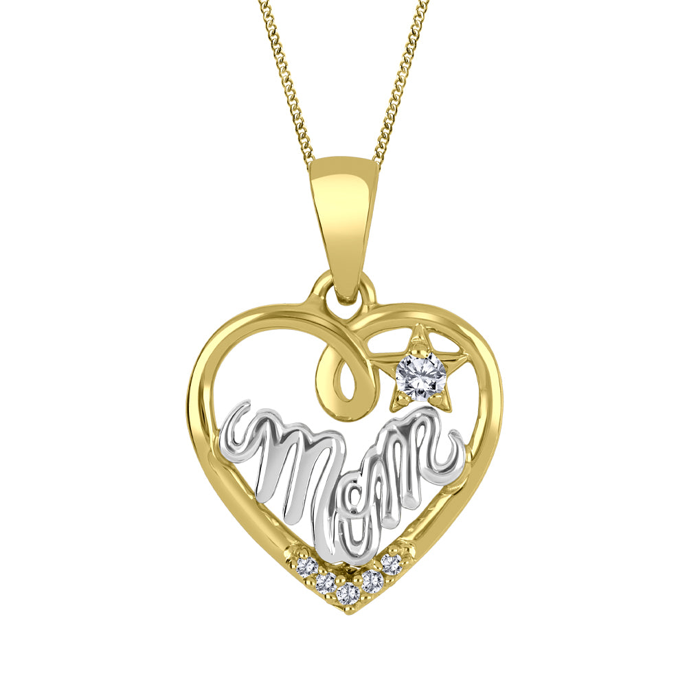 10 Karat 0.025TDW Diamond Necklace, 18"