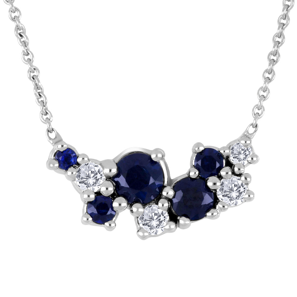 Forever Ice 10K White Gold Sapphire & Canadian Diamond Cluster Necklace