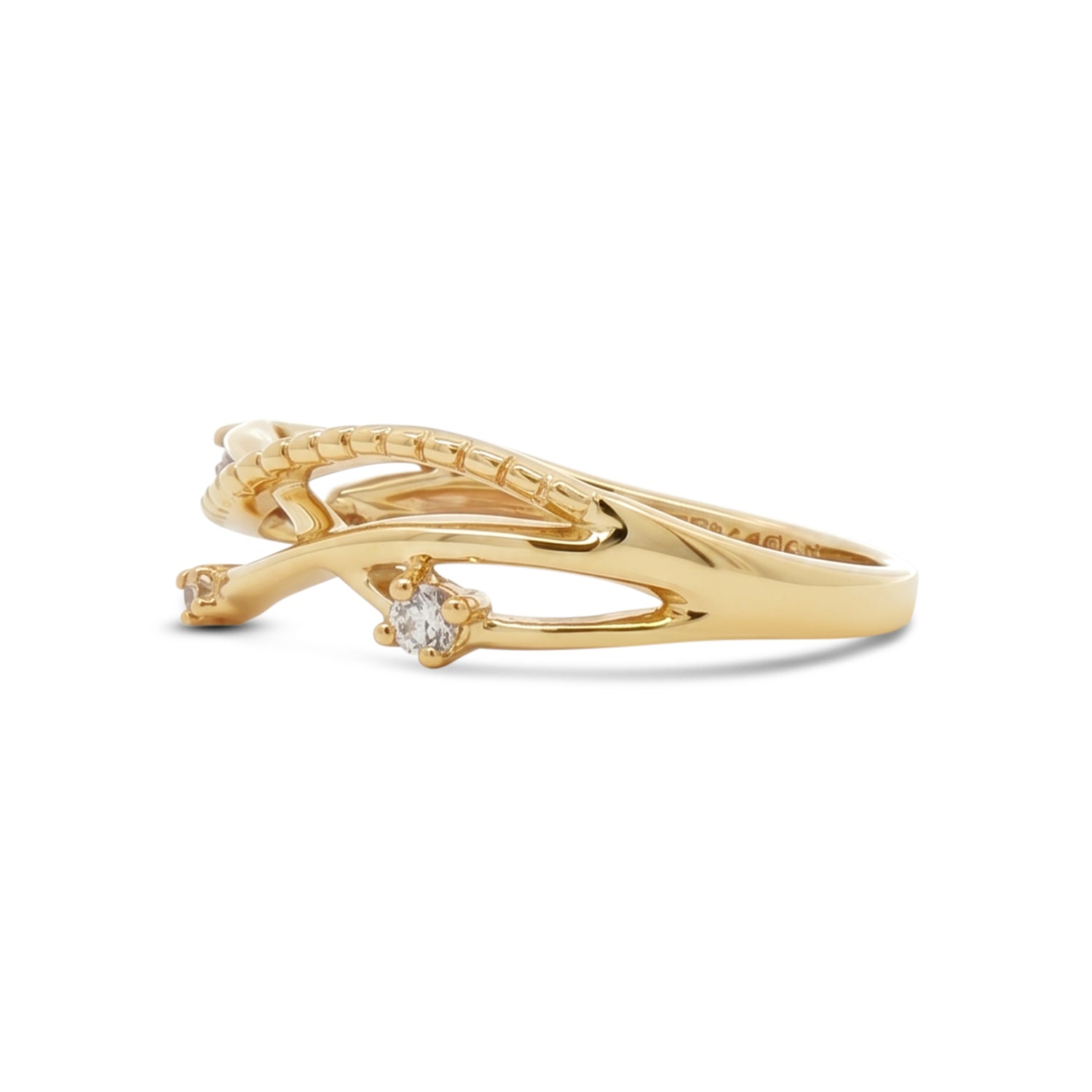 10k Yellow Gold Criss-Cross Milgrain Openwork Canadian Diamond Ring