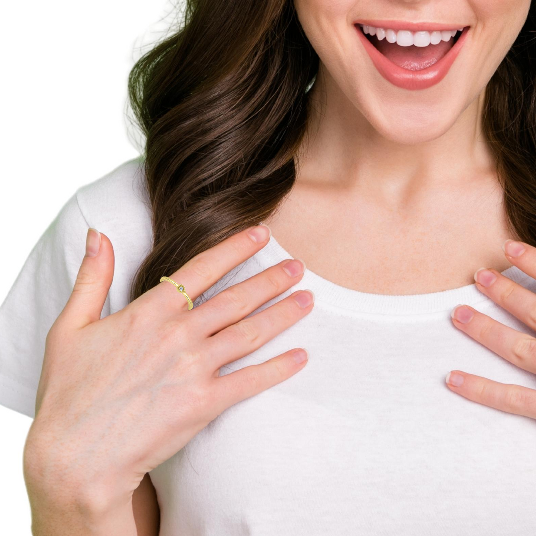 10 Karat Promise Diamond Ring, 0.02 CT Center