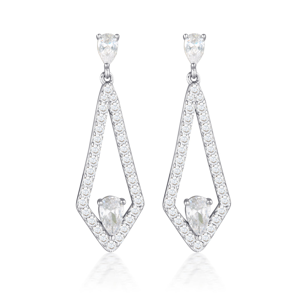 Reflection Evoke Rhodium-Plated Sterling Silver Shield Drop Earrings