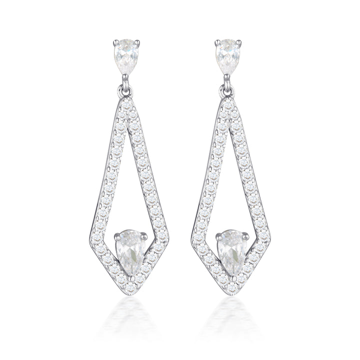 Reflection Evoke Rhodium-Plated Sterling Silver Shield Drop Earrings