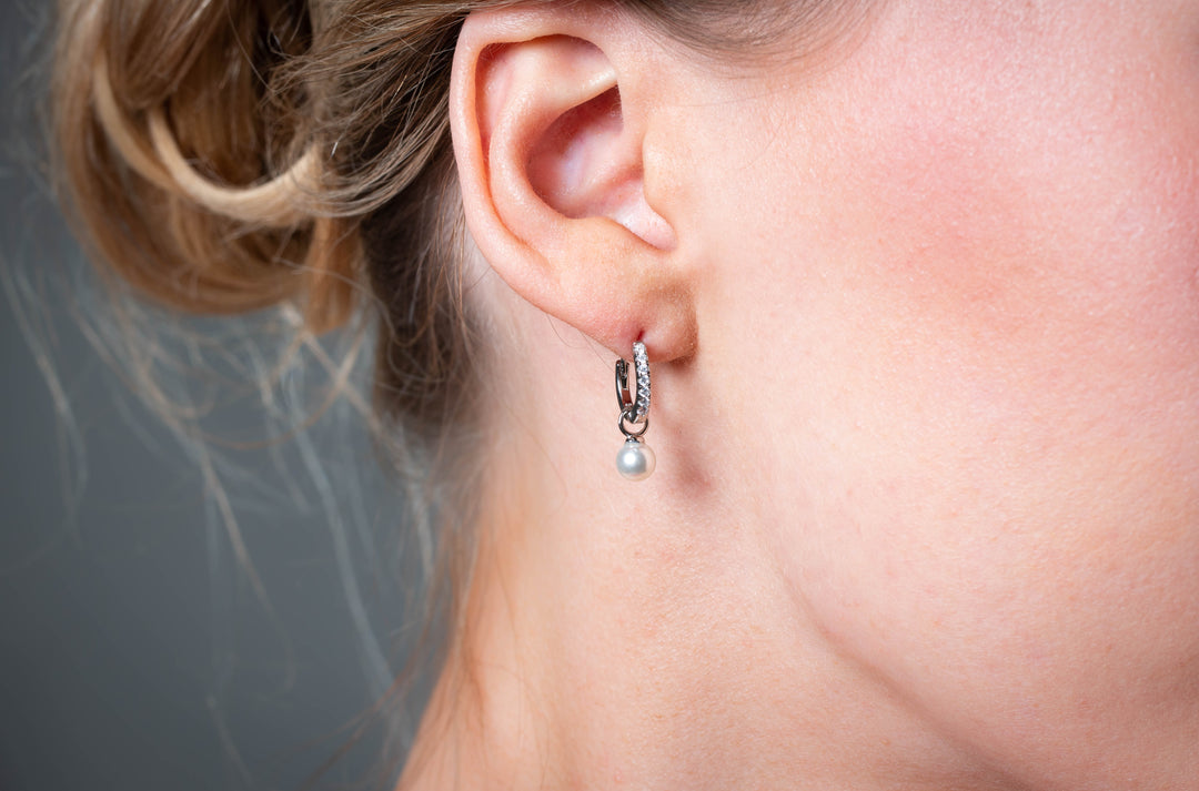 Huggie Earring with Pearl Drop
